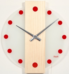 Nástěnné hodiny SKLENĚNÉ se dřevem - 4016 