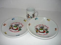 Dětská třídílná jídelní porcelánová sada VAŘILA MYŠIČKA..